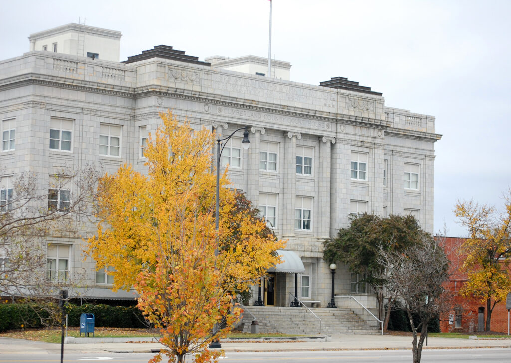 Designed by acclaimed architect Harry Barton, the Cumberland County Courthouse is a historic courthouse building, constructed in 1925-1926. It is located in Fayetteville, Cumberland County.