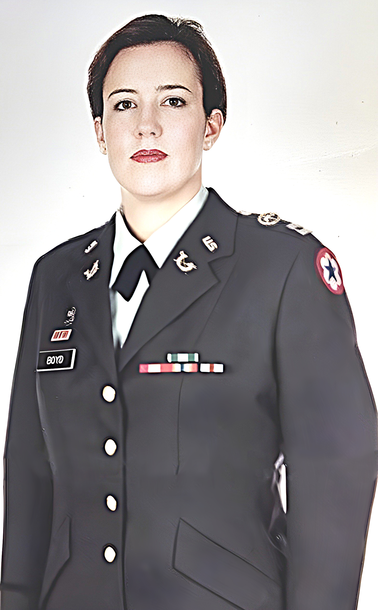 Genie Hughes in formal military uniform portrait with insignia and medals