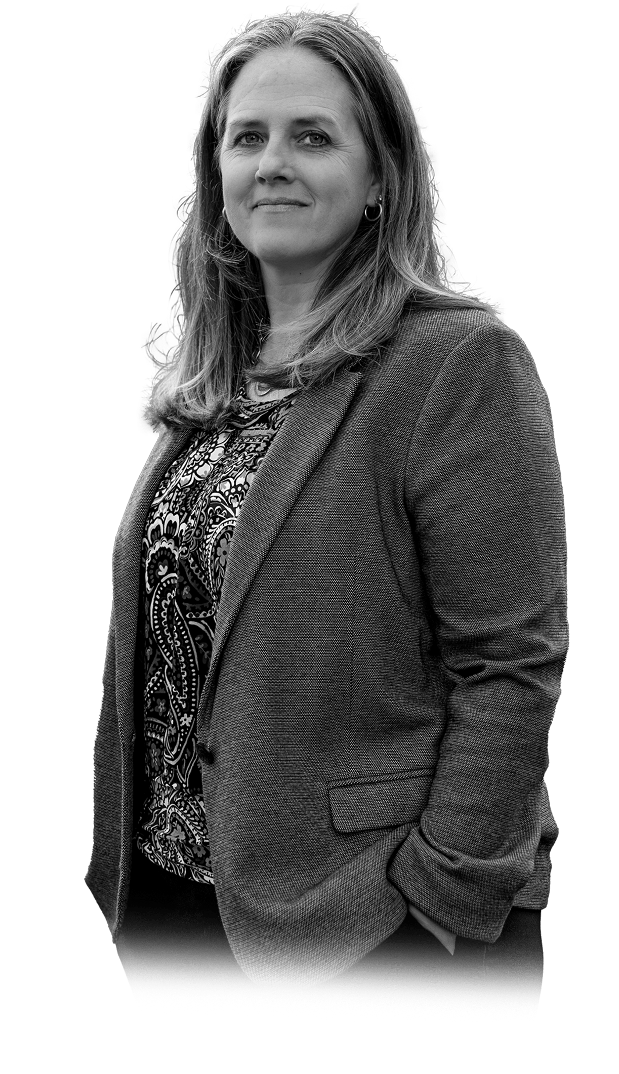 Black and white cutout of Kyle Meisner with faded edges