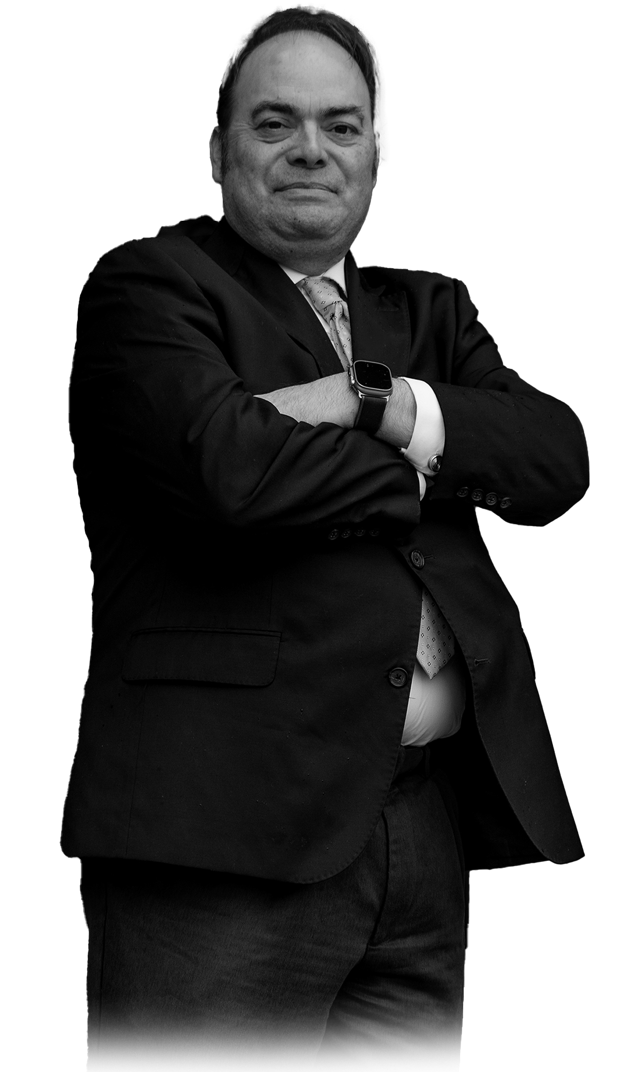 Robert Newark cut out portrait in black and white with faded edges