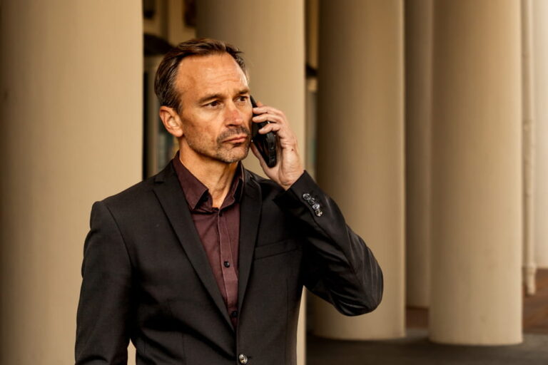 John Caulwell, military defense lawyer at LOWMH, on a call advising a service member